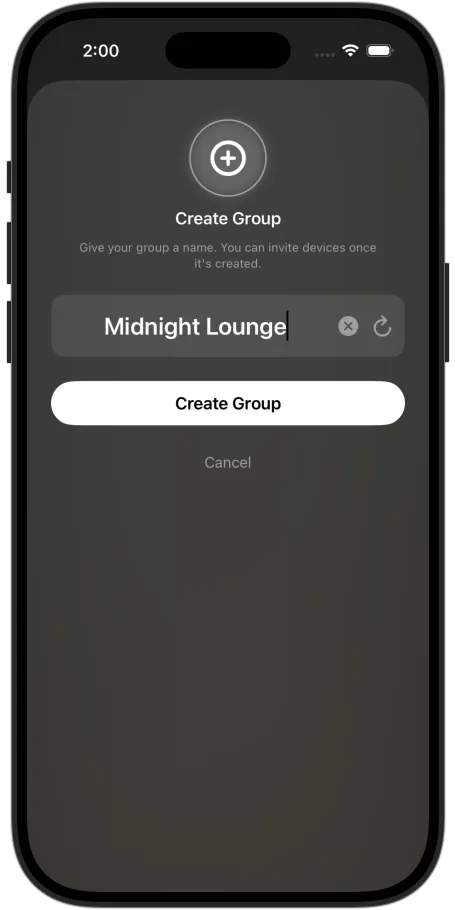 Create a group by giving it a name