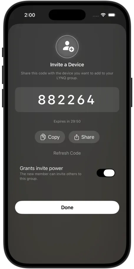Send the code to the other device
