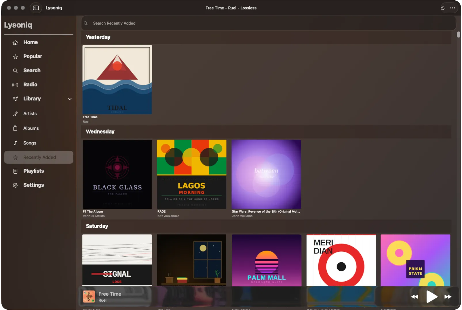 Lysoniq on Mac — Playlist
