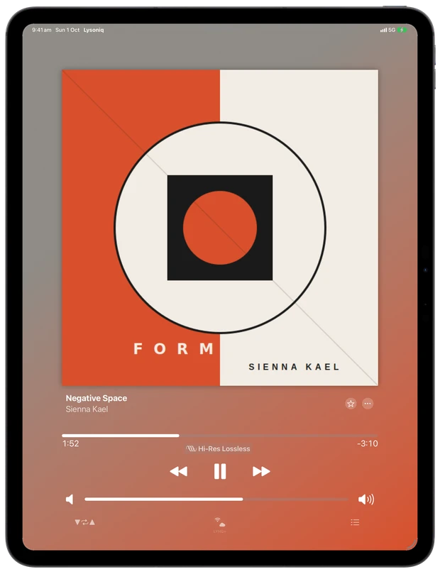 Lysoniq on iPad — Now Playing