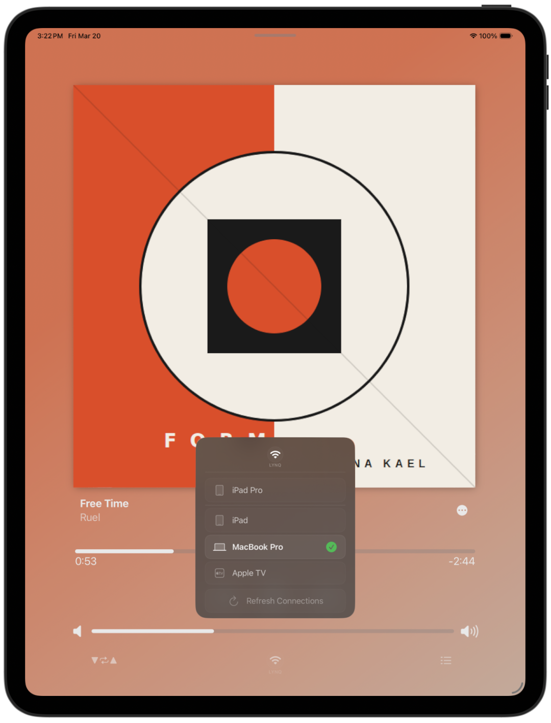 Lysoniq on iPad — Now Playing