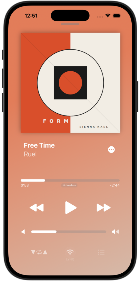 Lysoniq on iPhone — Now Playing