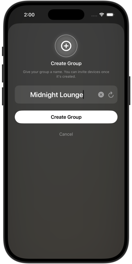 Create a group by giving it a name
