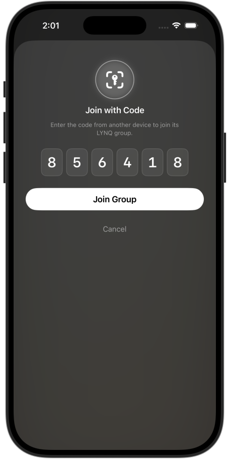 Join an existing group with a 6-digit code