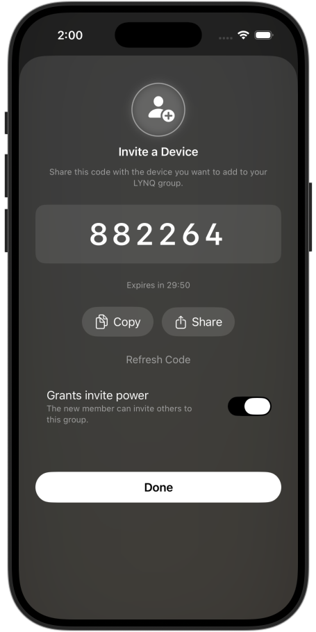 Send the code to the other device