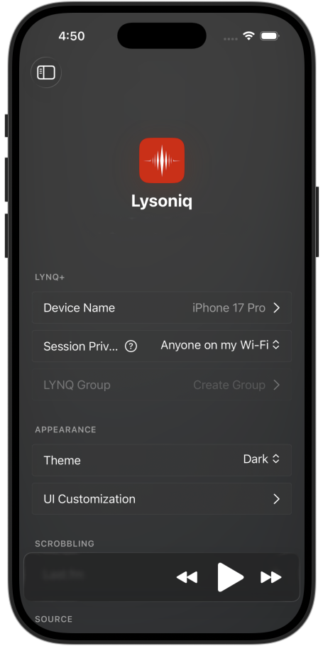 Settings with Session Privacy set to Anyone on my Wi-Fi