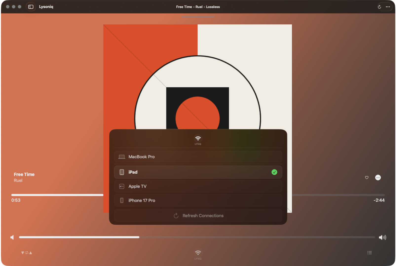 Lysoniq on Mac — Now Playing