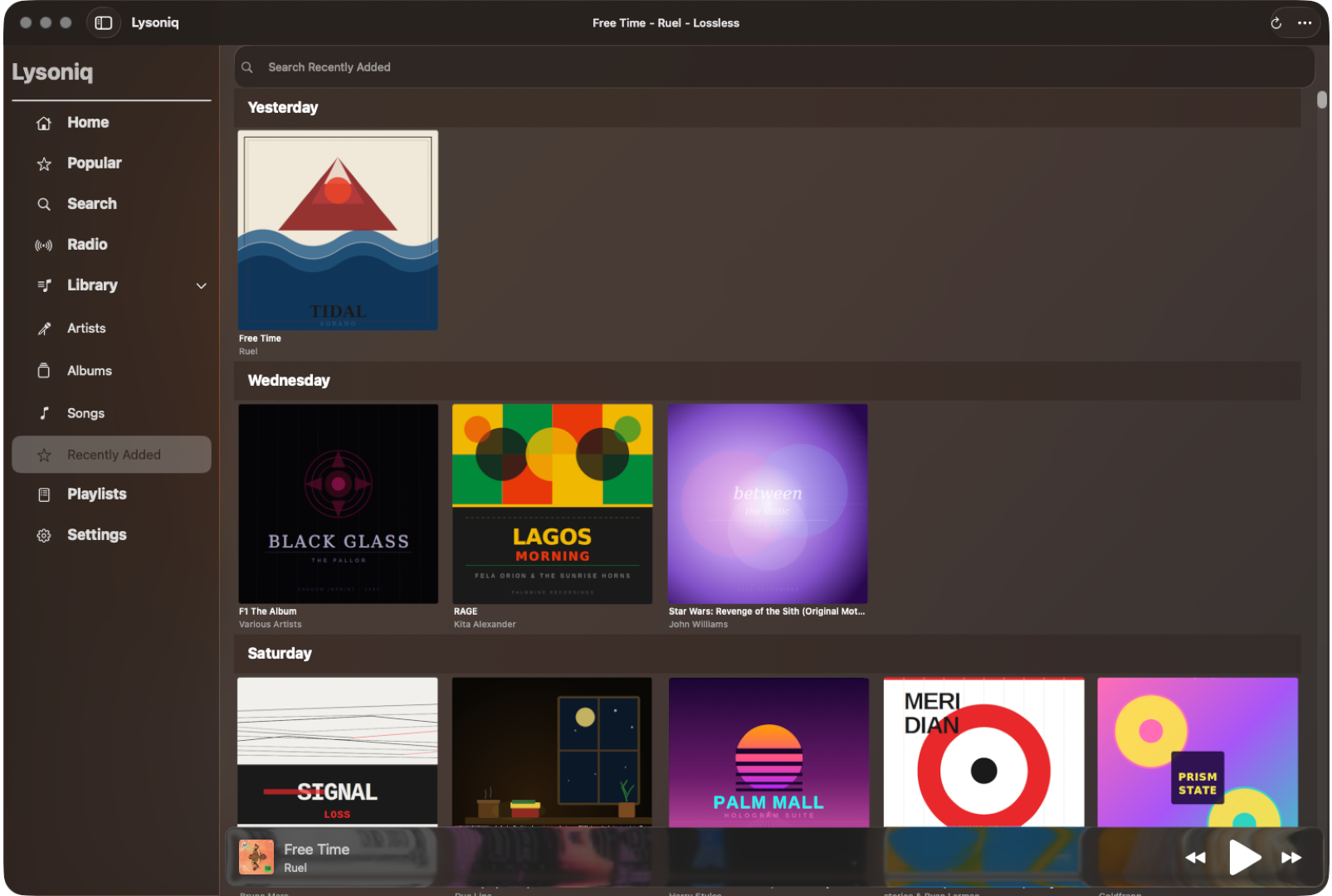 Lysoniq on Mac — Playlist